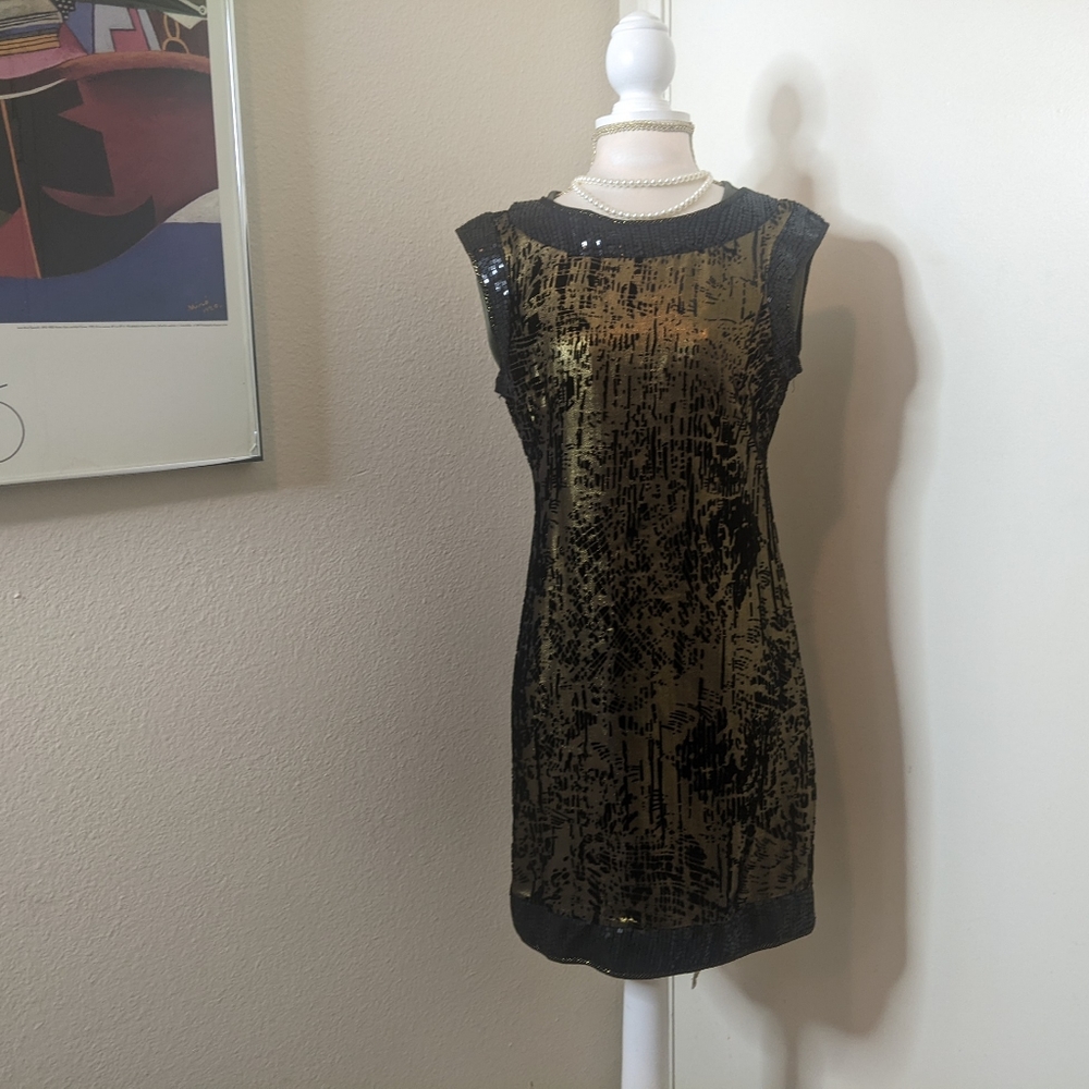 A.B.S. Collection Black and Gold sequence dress size 4